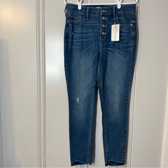 OLD NAVY Rockstar Super Skinny Button Fly high‎ rise secret slim pockets Sz 12 - Picture 1 of 15